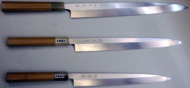 菊藤特製 柳刃刺身包丁 白紙2号鋼(全網本焼) 240mm